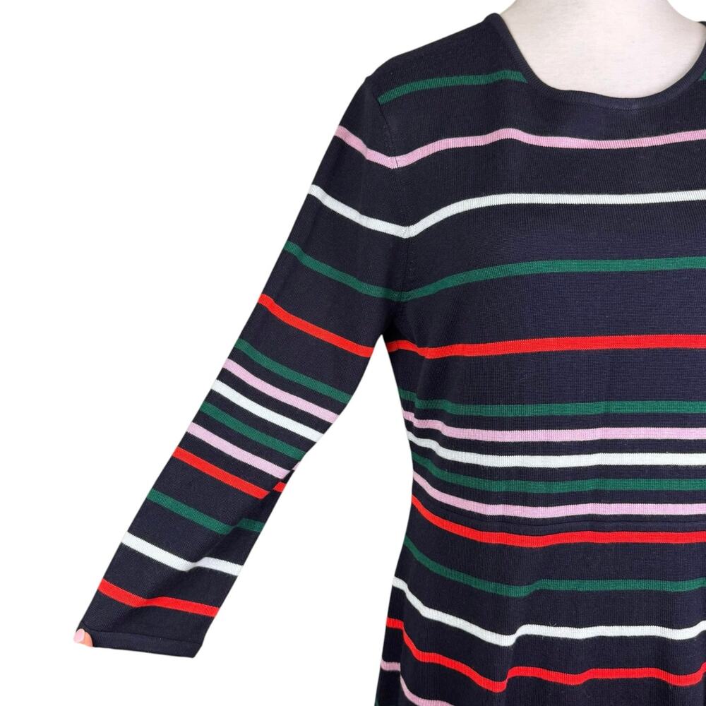 Vince Camuto Ottoman Dark Navy Multi Color Stripe 3/4 Sleeve Knit Sweater Dress - Picture 9 of 13